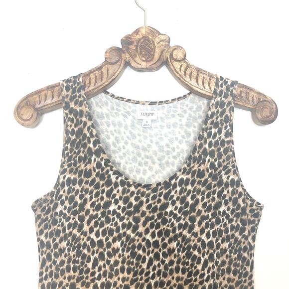 J. Crew Cotton Midi Tank Dress Leopard Cheetah Print Side Slits Small - Picture 4 of 8